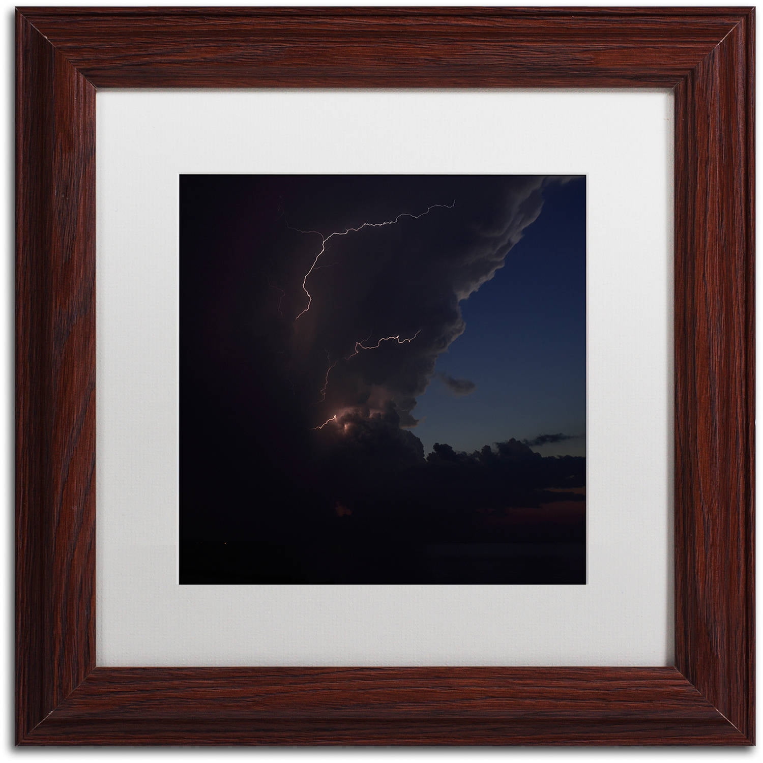 trademark fine art "sunset thunderhead #2" canvas art by kurt shaffer, white matte, wood frame