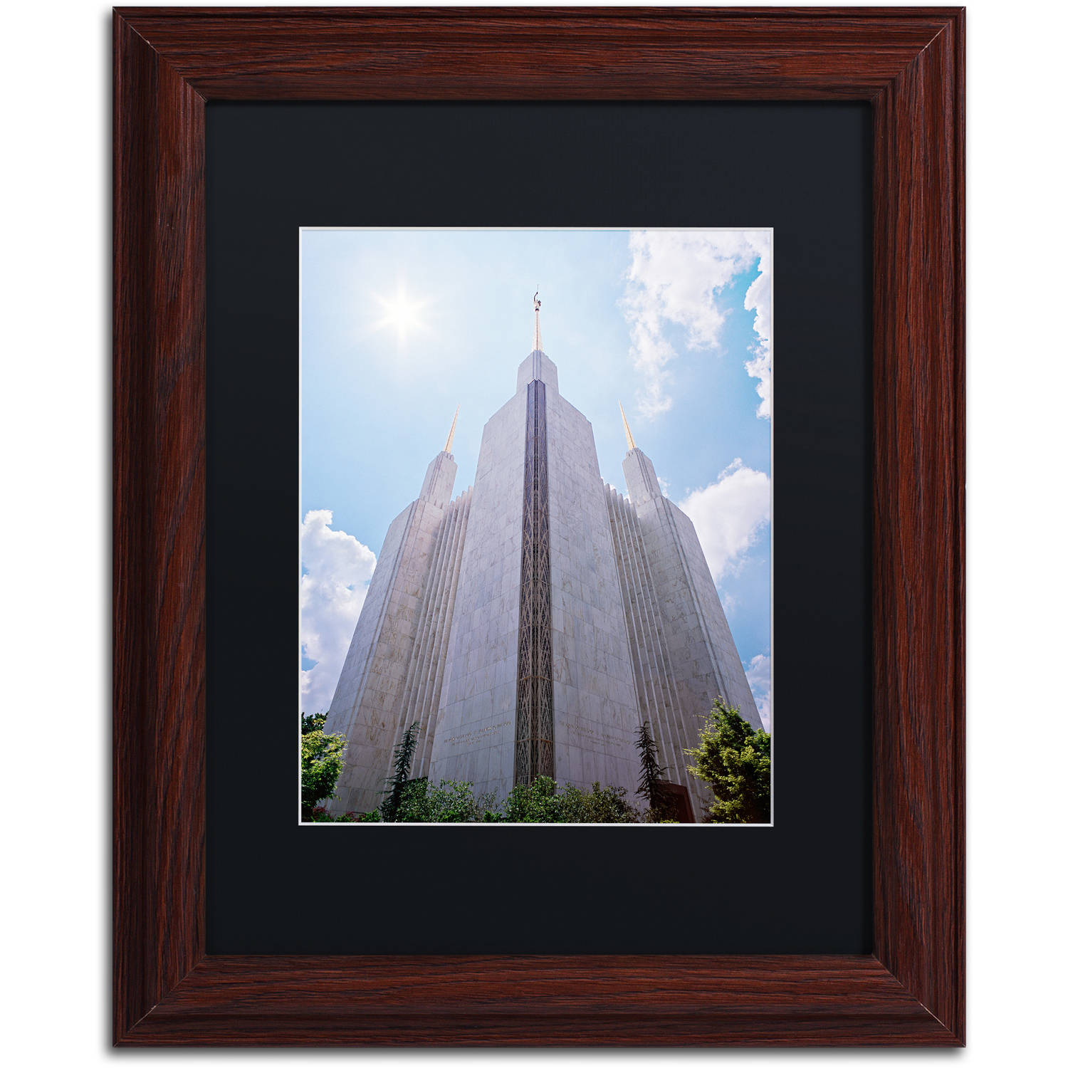Trademark Fine Art "LDS Temple Under the Sun" Canvas Art by Gregory O'Hanlon, Black Matte, Wood Frame