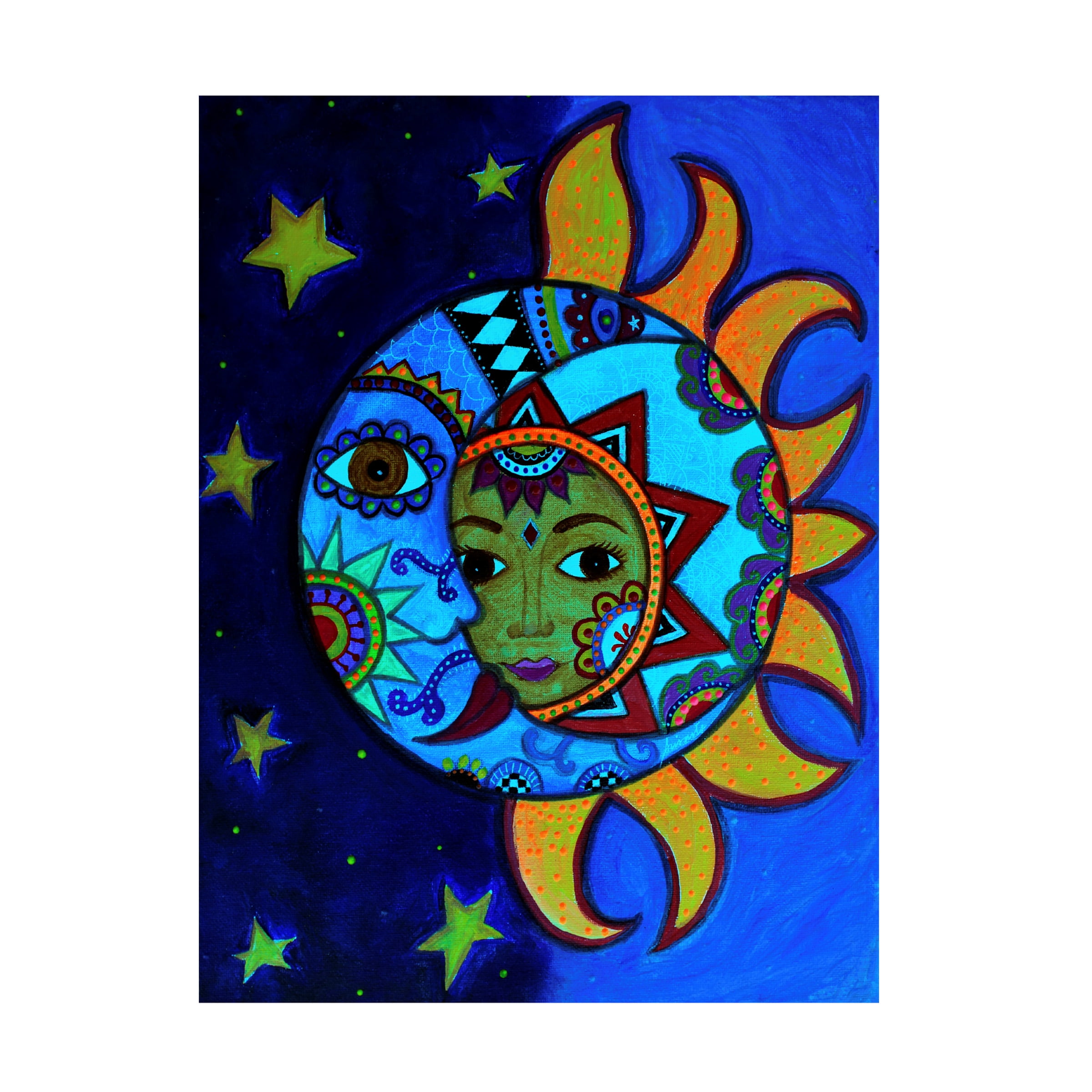 Trademark Fine Art 'La Luna El Sol Estrellado' Canvas Art by Prisarts