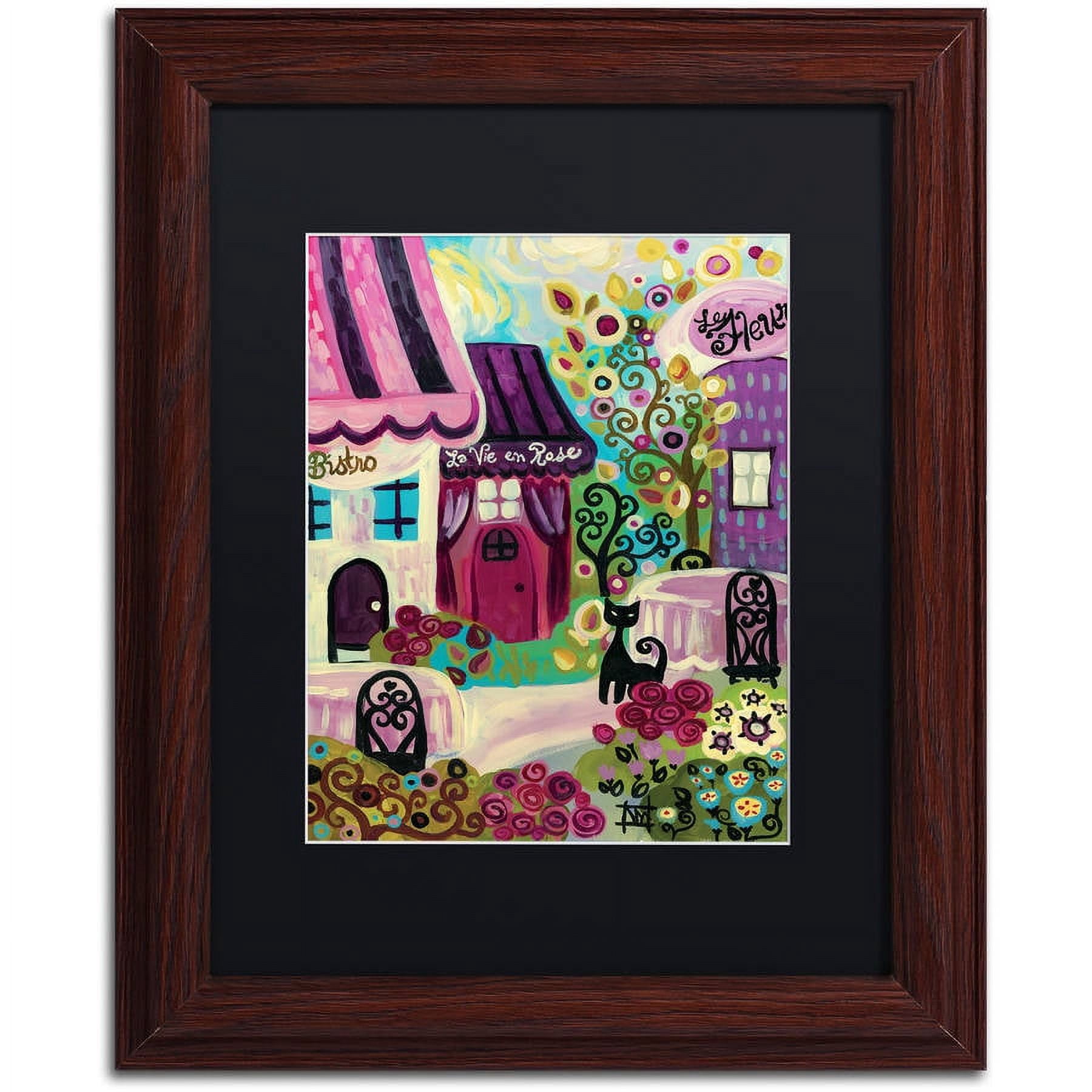 Trademark Fine Art "La Vie En Rose" Canvas Art by Natasha Wescoat, Black Matte, Wood Frame
