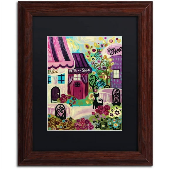 Trademark Fine Art "La Vie En Rose" Canvas Art by Natasha Wescoat, Black Matte, Wood Frame