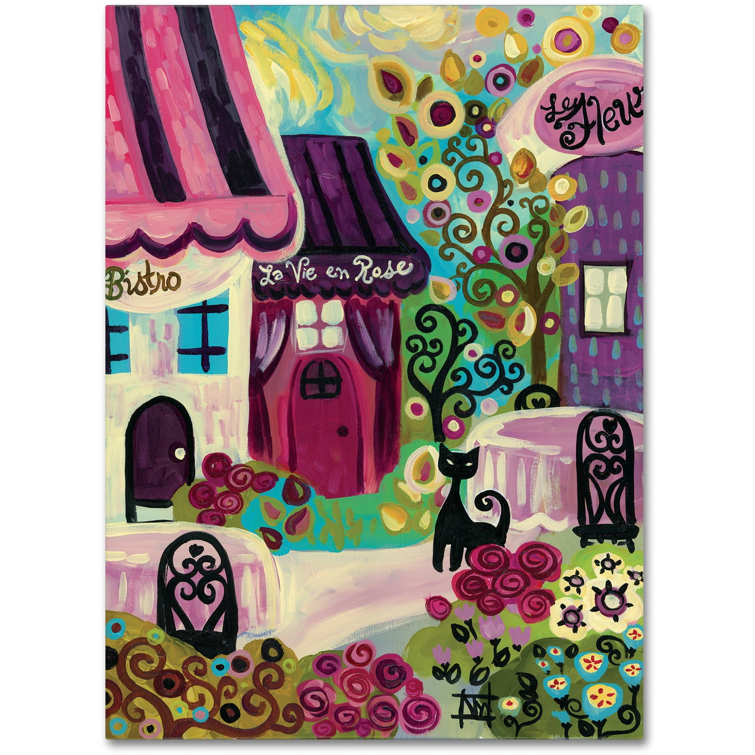 La Vie En Rose 18" x 24" Framed Canvas Art in Pink and Purple