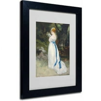 Trademark Fine Art "Lady In White" Canvas Art by Pierre Renoir, Black Frame