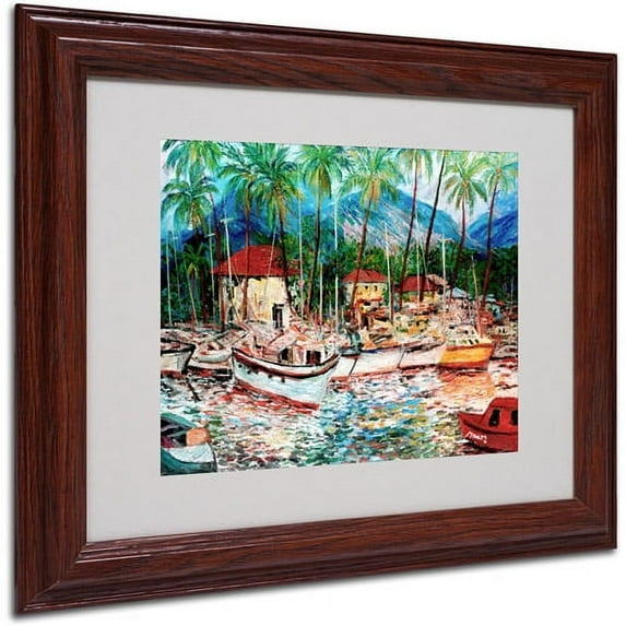 Trademark Fine Art "Lahaina Boats" Canvas Art by Manor Shadian, Wood Frame