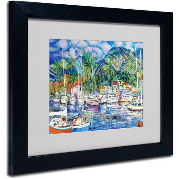 Trademark Fine Art "Lahaina Marina" Canvas Art by Manor Shadian, Black Frame