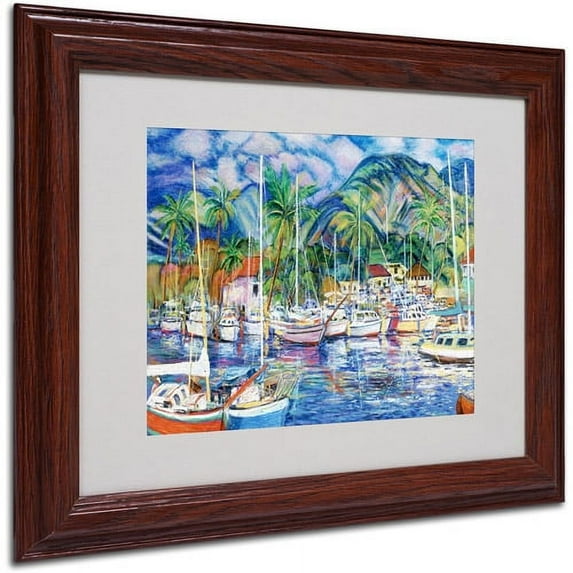 Trademark Fine Art "Lahaina Marina" Canvas Art by Manor Shadian, Wood Frame