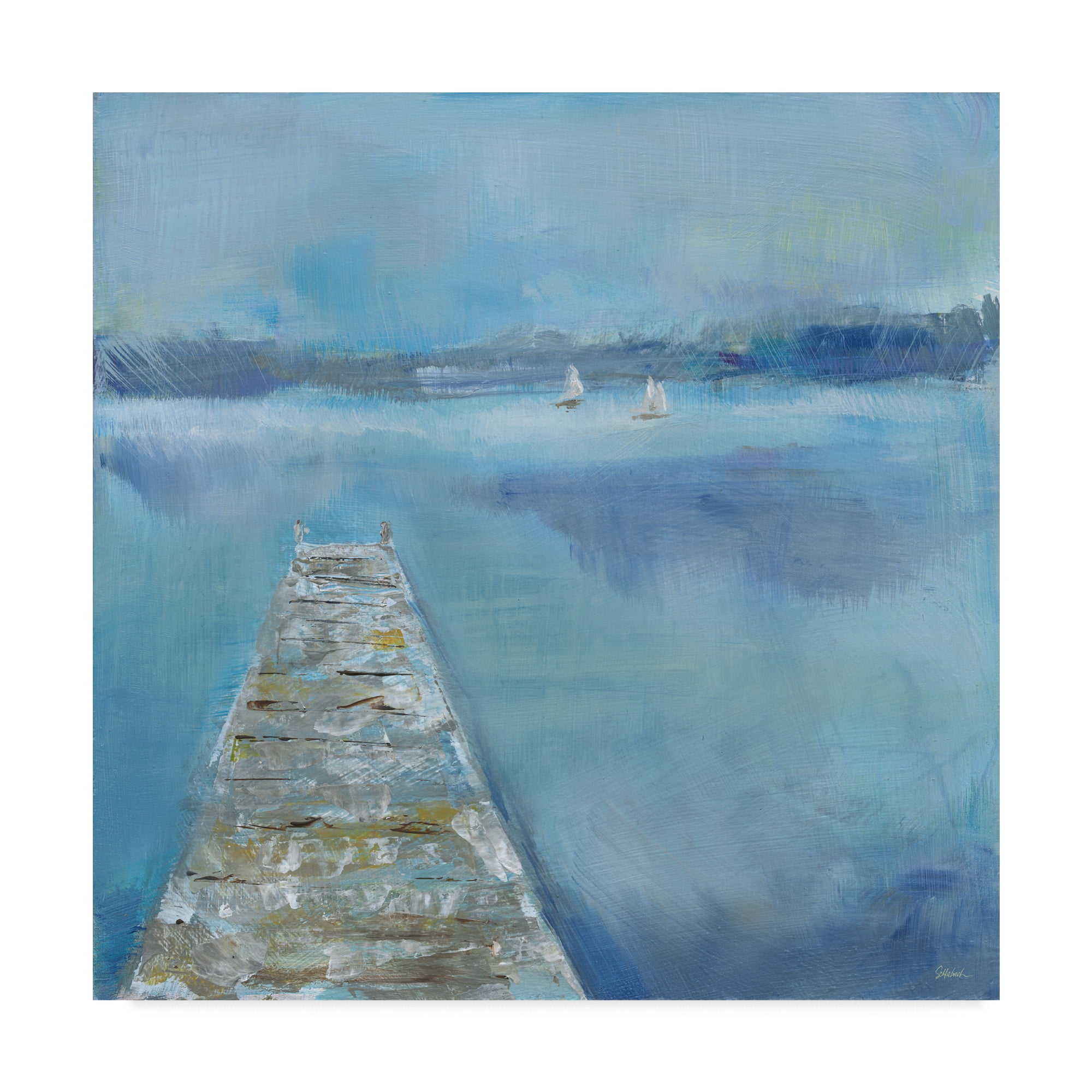 Trademark Fine Art 'Lake Edge II Docks' Canvas Art by Sue Schlabach