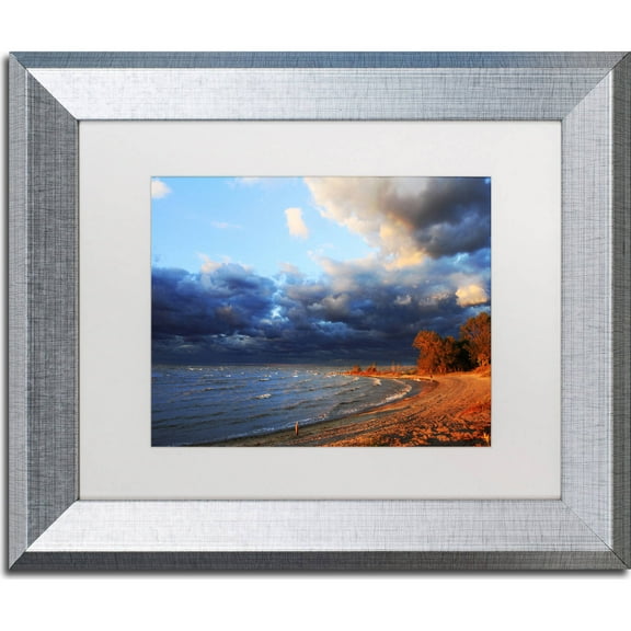 Trademark Fine Art "Lake Erie Autumn" Canvas Art by Jason Shaffer, White Matte, Silver Frame
