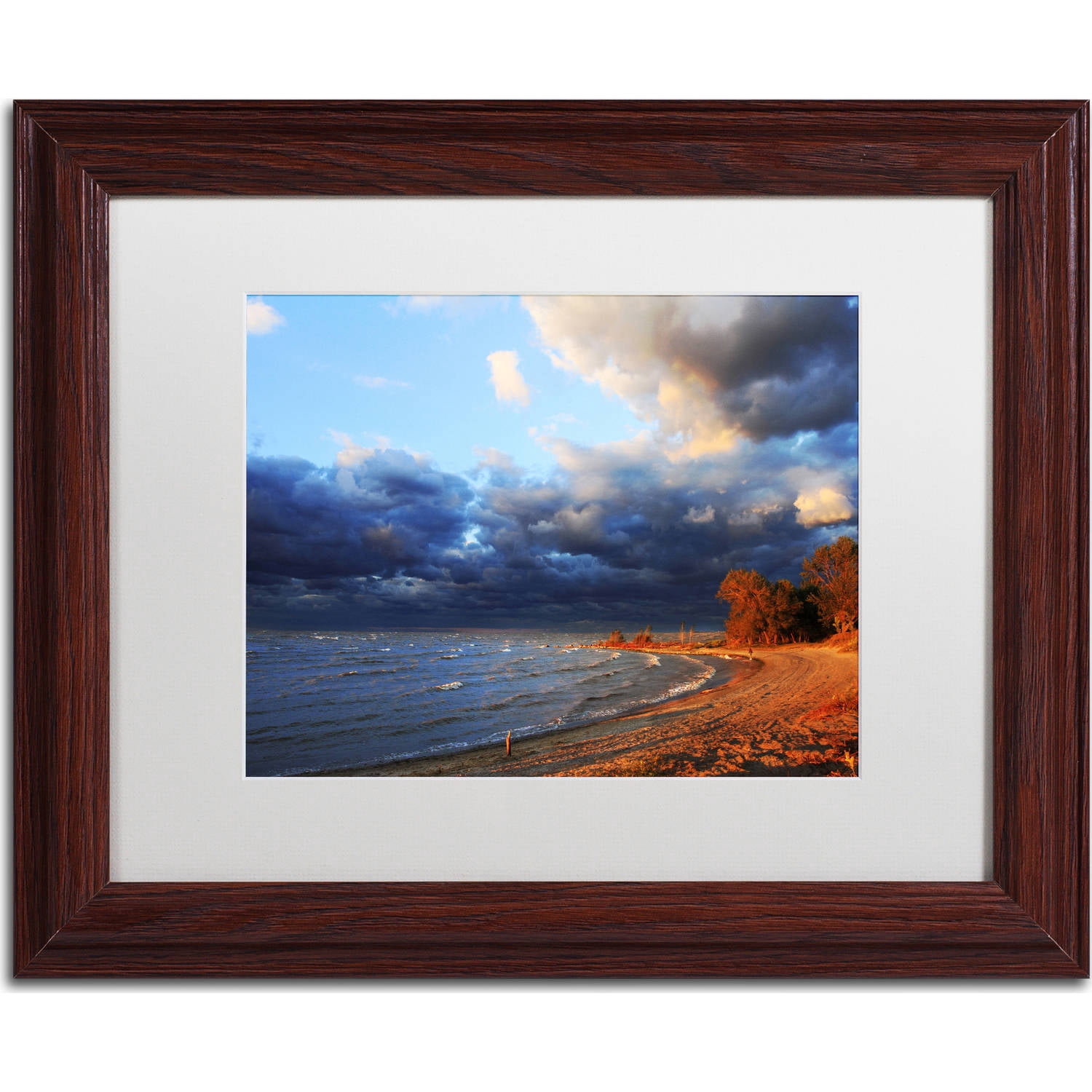 Trademark Fine Art "Lake Erie Autumn" Canvas Art by Jason Shaffer, White Matte, Wood Frame