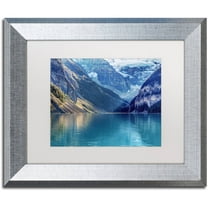 Trademark Fine Art 'Lake Louise Sunlight' Canvas Art by Pierre Leclerc, White Matte, Silver Frame
