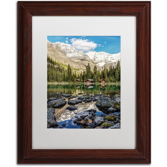 Trademark Fine Art 'Lake O'Hara Lodge' Canvas Art by Pierre Leclerc, White Matte, Wood Frame