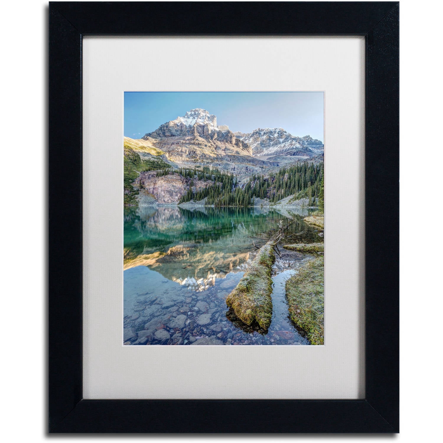 Trademark Fine Art 'Lake O'Hara Scenic Shoreline' Canvas Art by Pierre Leclerc, White Matte, Black Frame