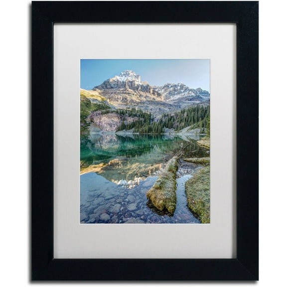 Trademark Fine Art 'Lake O'Hara Scenic Shoreline' Canvas Art by Pierre Leclerc, White Matte, Black Frame