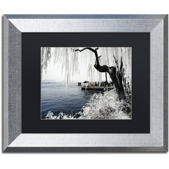 Trademark Fine Art "Lake Winter" Canvas Art by Philippe Hugonnard, Black Matte, Silver Frame