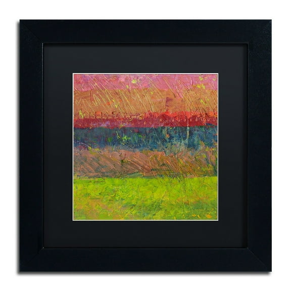 Trademark Fine Art "Lake and Hills" Canvas Art by Michelle Calkins, Black Matte, Black Frame