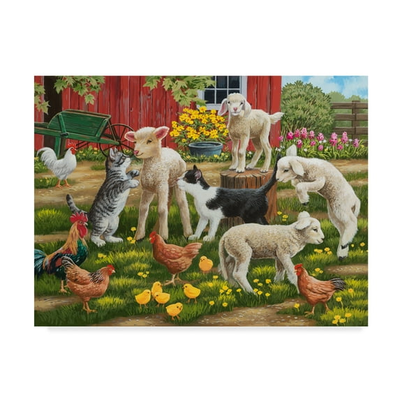 Trademark Fine Art 'Lambs On The Loose' Canvas Art by William Vanderdasson