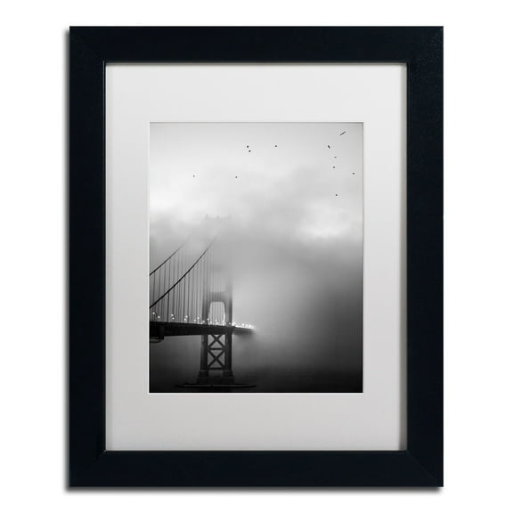 Trademark Fine Art Landmarks Matted Framed Art ' Golden Gate and Birds ' by Moises Levy