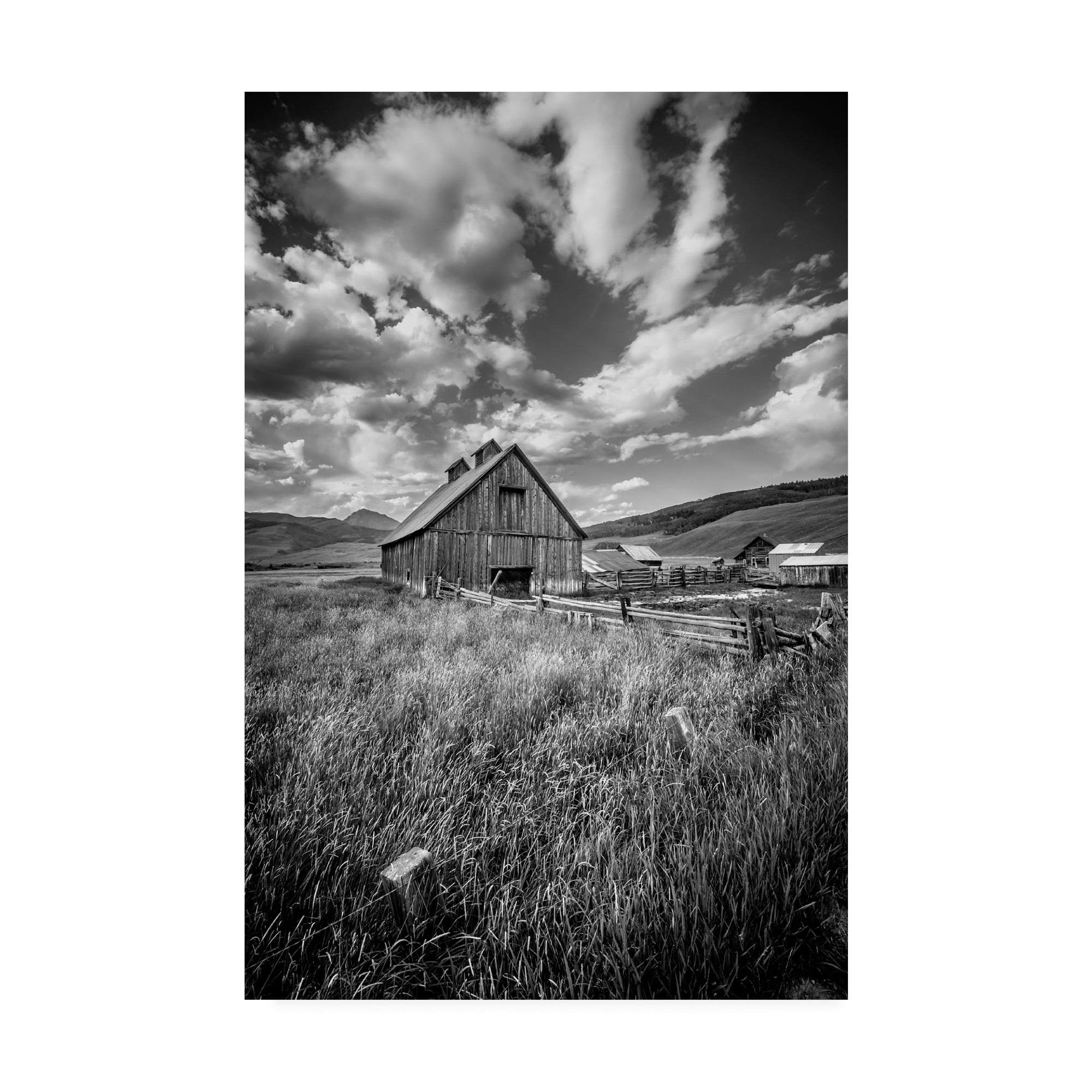 Trademark Fine Art Landscape Canvas Art ' Black And White Barn ' by Dan Ballard