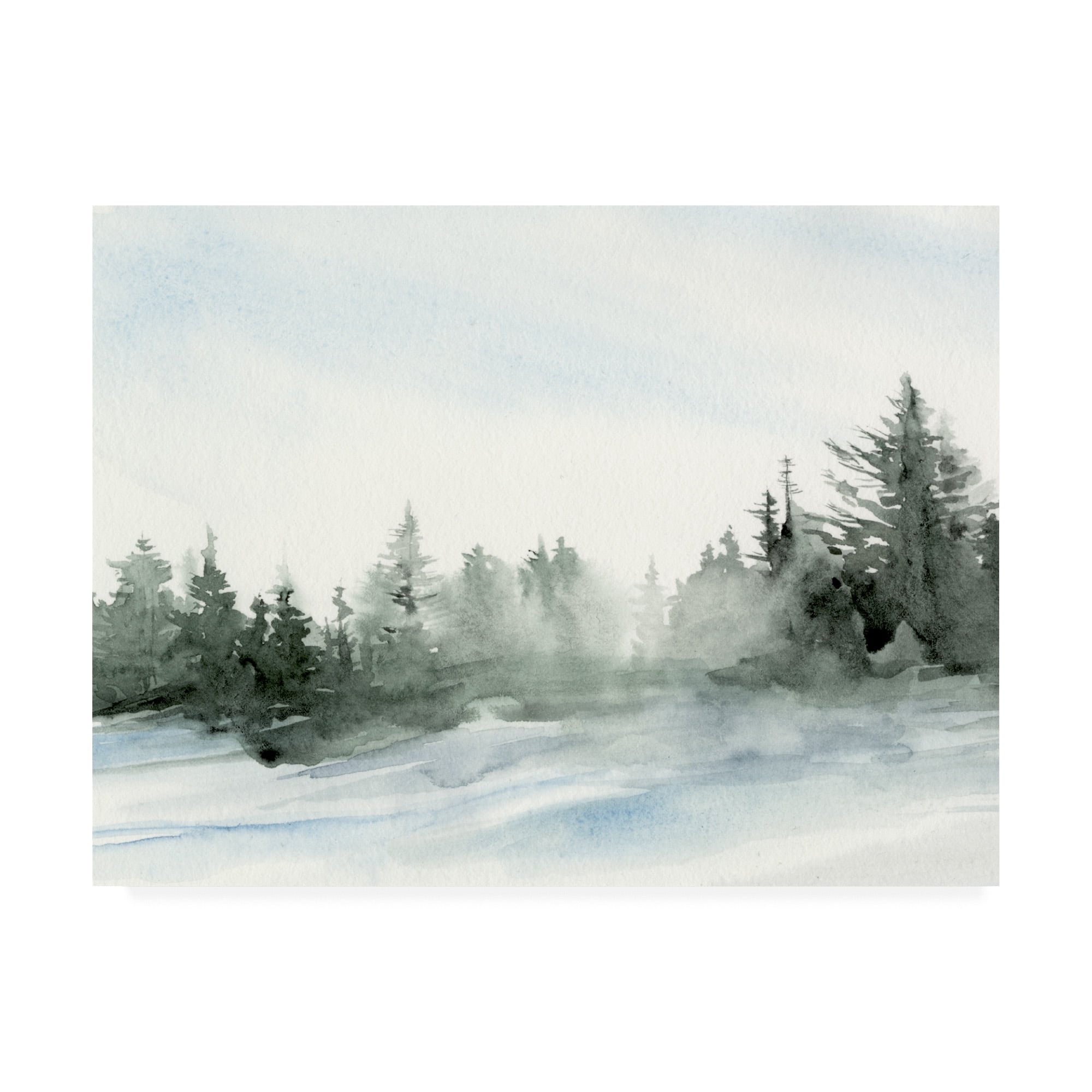 Evergreens in the Distance Winter Landscape Canvas Art
