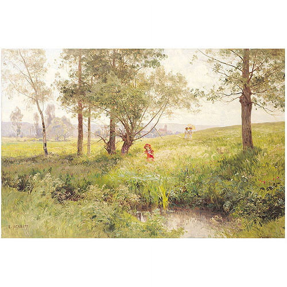 Emile Isenbart Landscape Canvas Art with Girl in Field