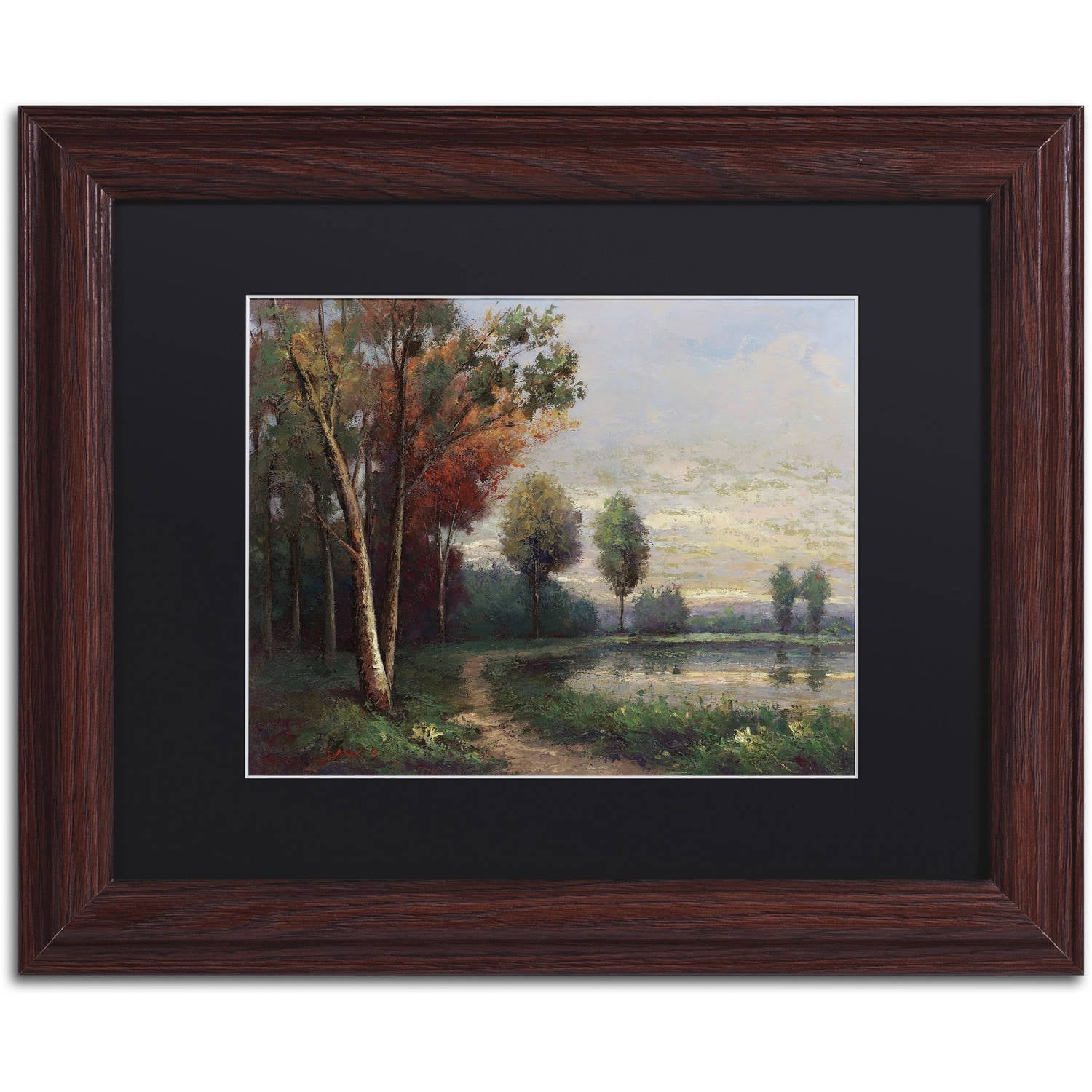 Framed Landscape Print with Black Mat and Wood Frame