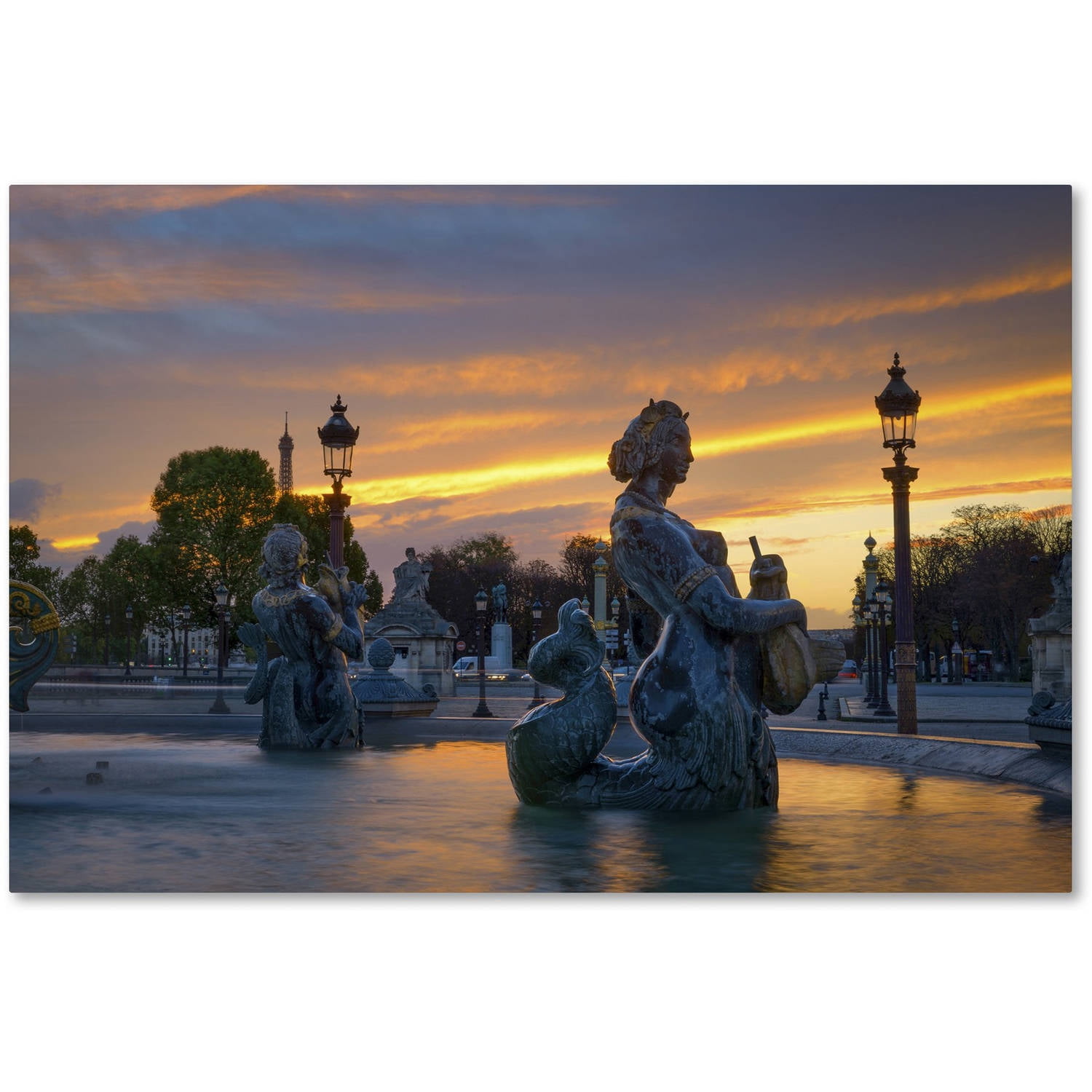 Trademark Fine Art Landscapes Canvas Art ' Sunset in Place de la Concorde Paris ' by Mathieu Rivrin