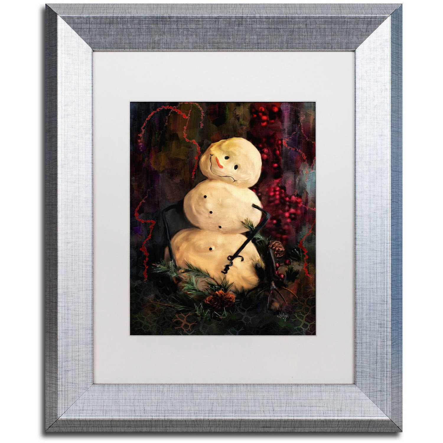 Trademark Fine Art Landscapes Matted Framed Art ' Forest Snowman ' by Lois Bryan