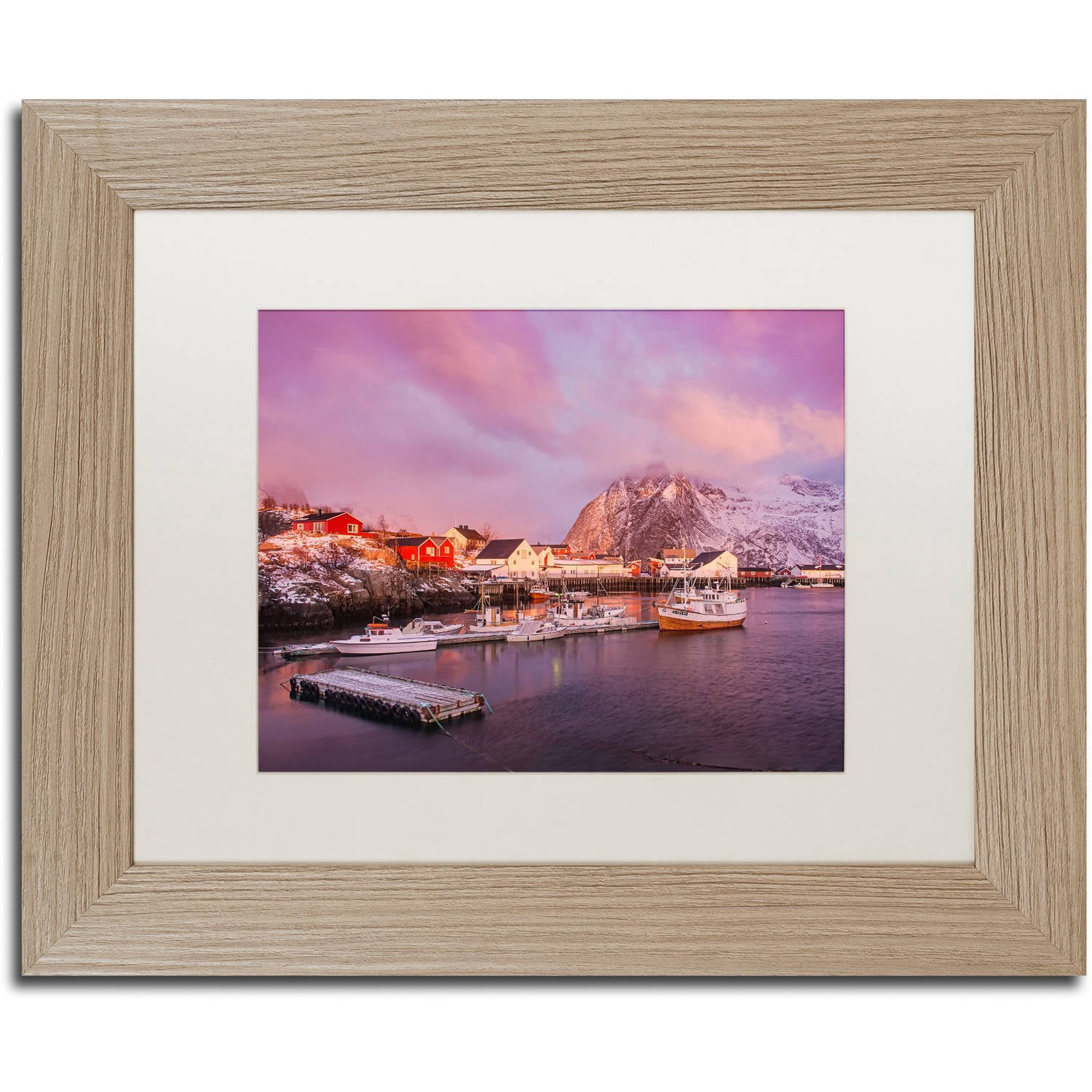 Trademark Fine Art Landscapes Matted Framed Art ' Hamn?y Harbor Light ' by Michael Blanchette Photography