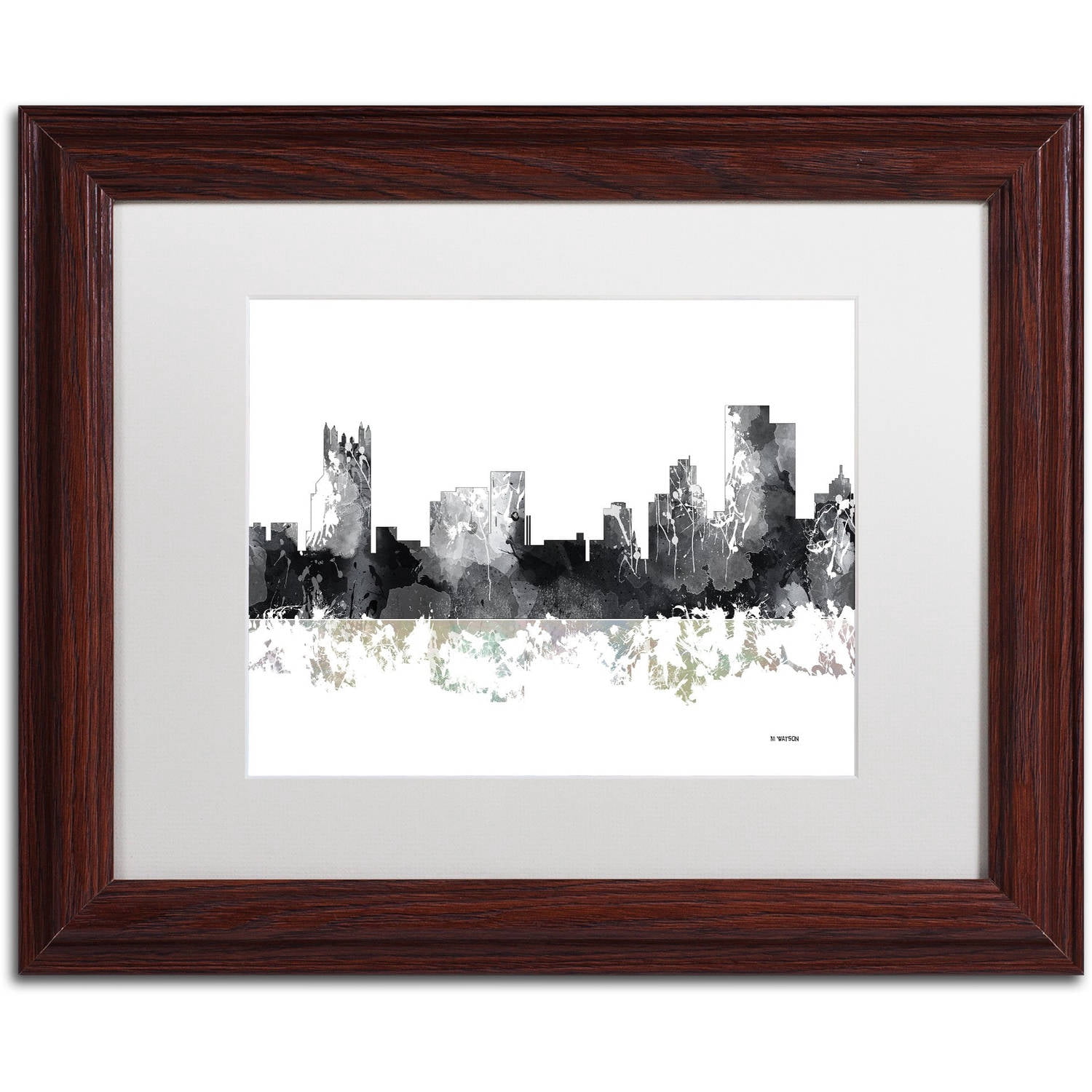 Trademark Fine Art Landscapes Matted Framed Art ' Pittsburgh PA Skyline BG-1 ' by Marlene Watson