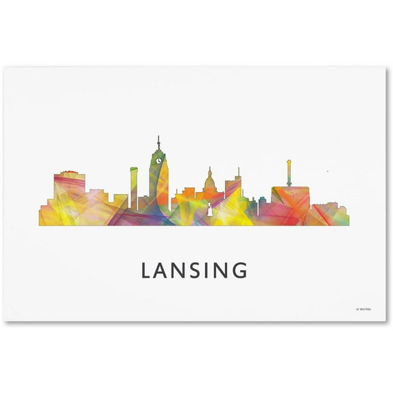 Trademark Fine Art 'Lansing Michigan Skyline WB-1' Canvas Art by Marlene Watson