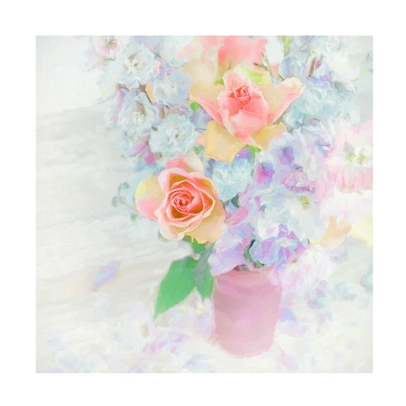 Trademark Fine Art 'Larkspur And Roses' Canvas Art by Cora Niele