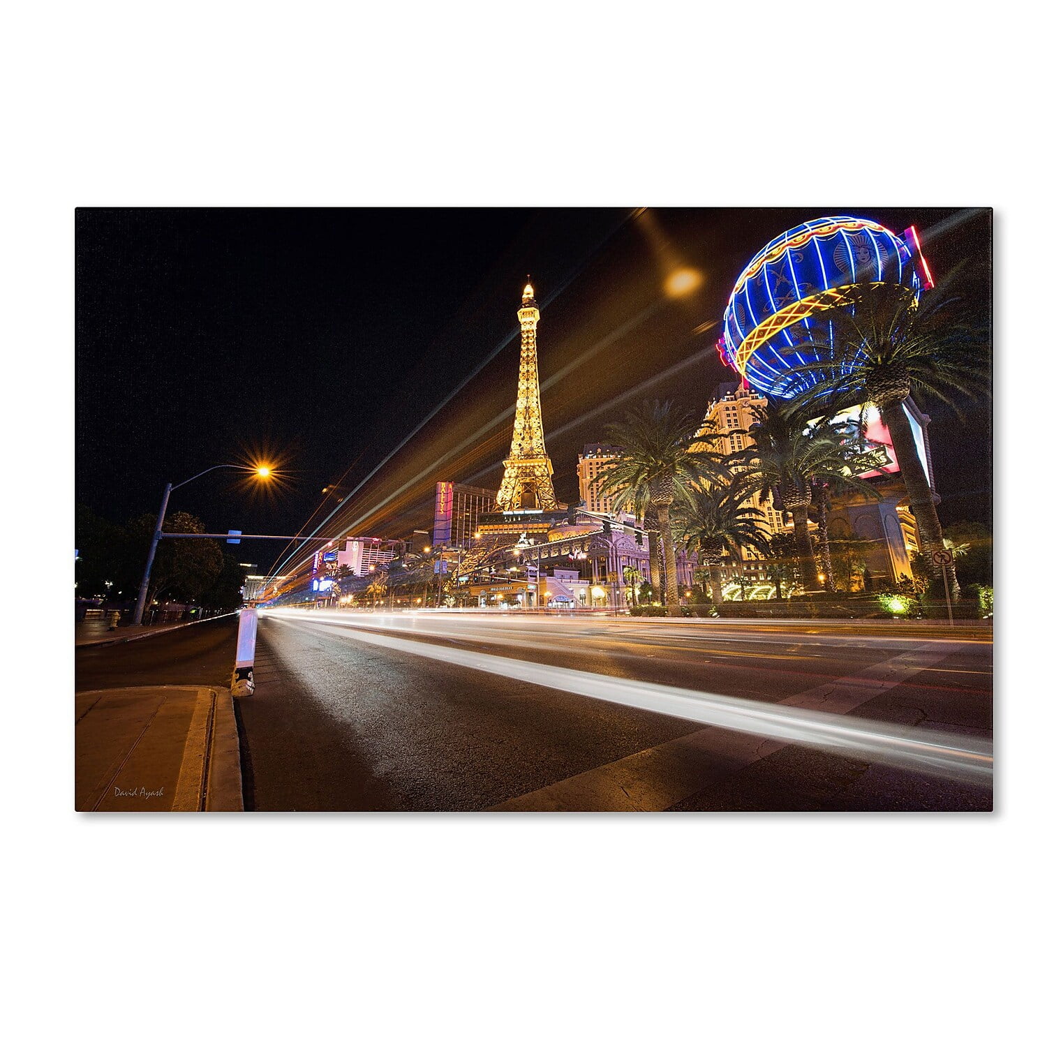 David Ayash Nighttime Las Vegas Blvd. Canvas Art 16" x 24"