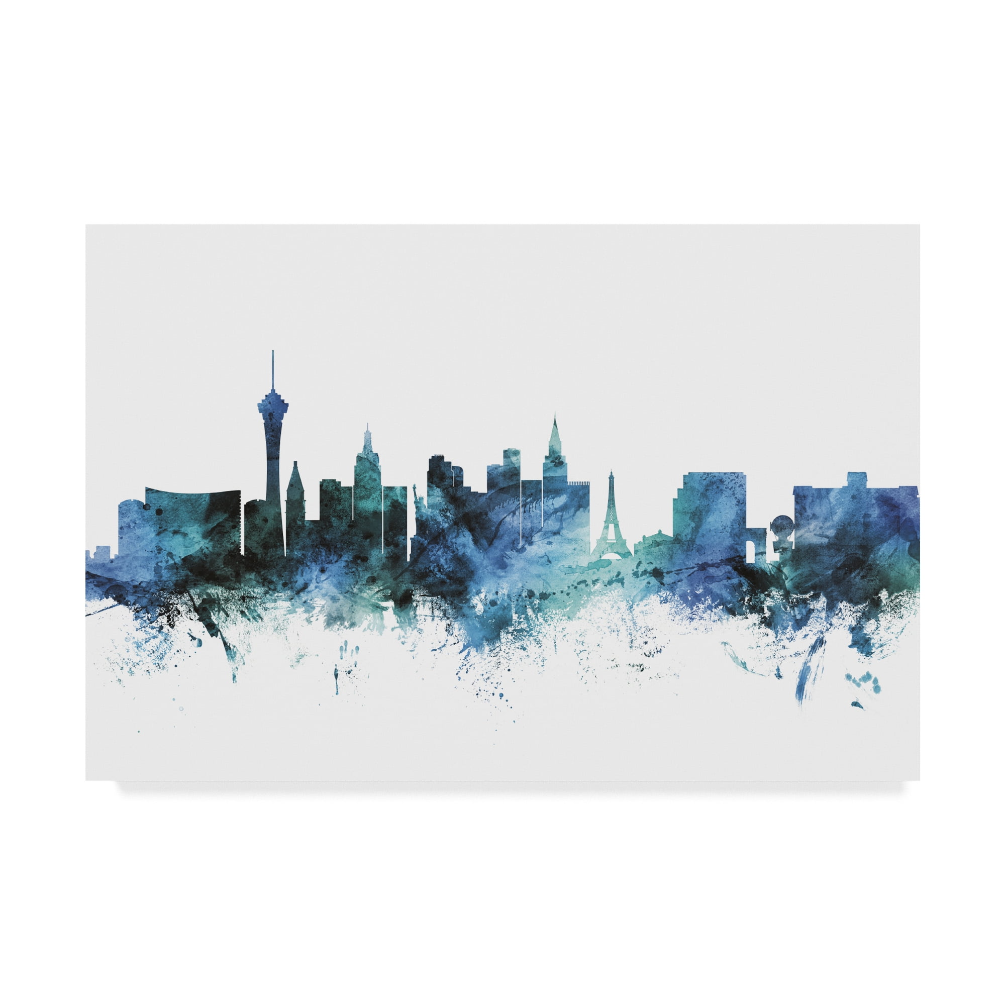 Trademark Fine Art 'Las Vegas Nevada Blue Teal Skyline' Canvas Art by Michael Tompsett
