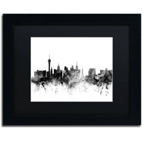 Trademark Fine Art "Las Vegas Nevada Skyline B&W" Canvas Art by Michael Tompsett, Black Matte, Black Frame