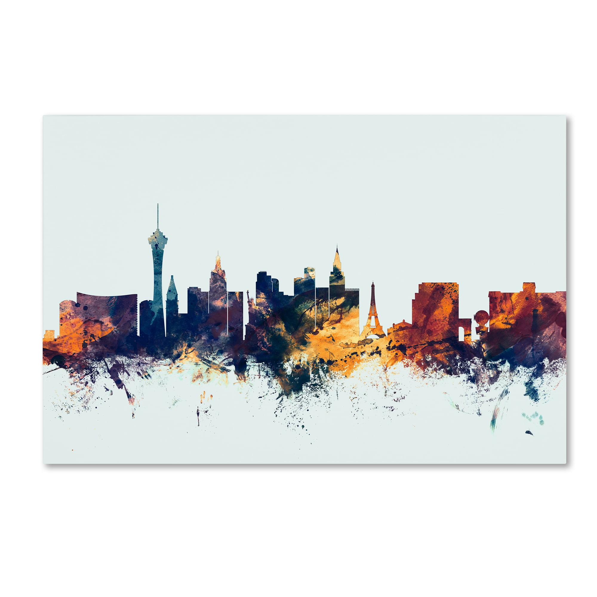 Trademark Fine Art "Las Vegas Nevada Skyline Blue" Canvas Art by Michael Tompsett