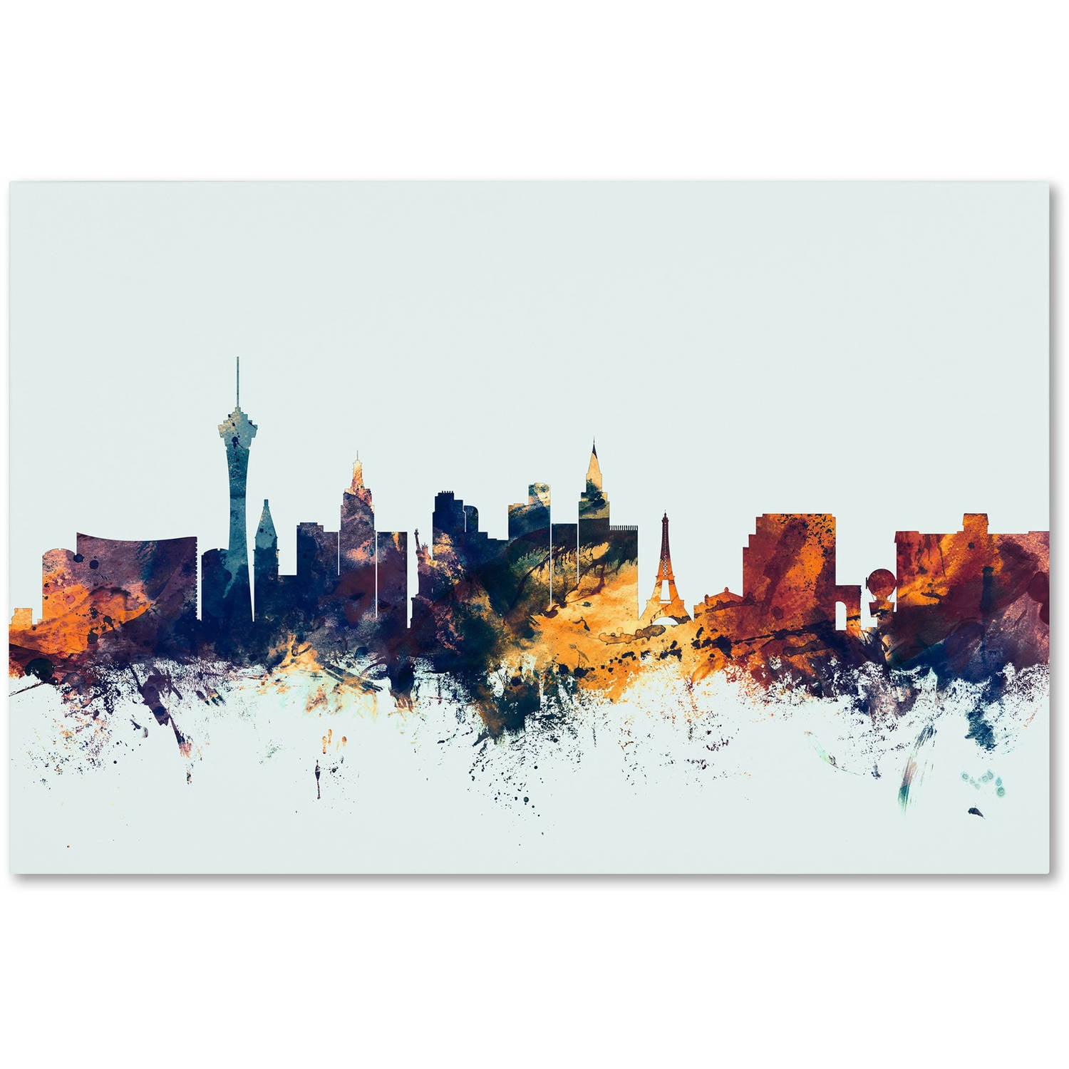 Trademark Fine Art "Las Vegas Nevada Skyline Blue" Canvas Art by Michael Tompsett