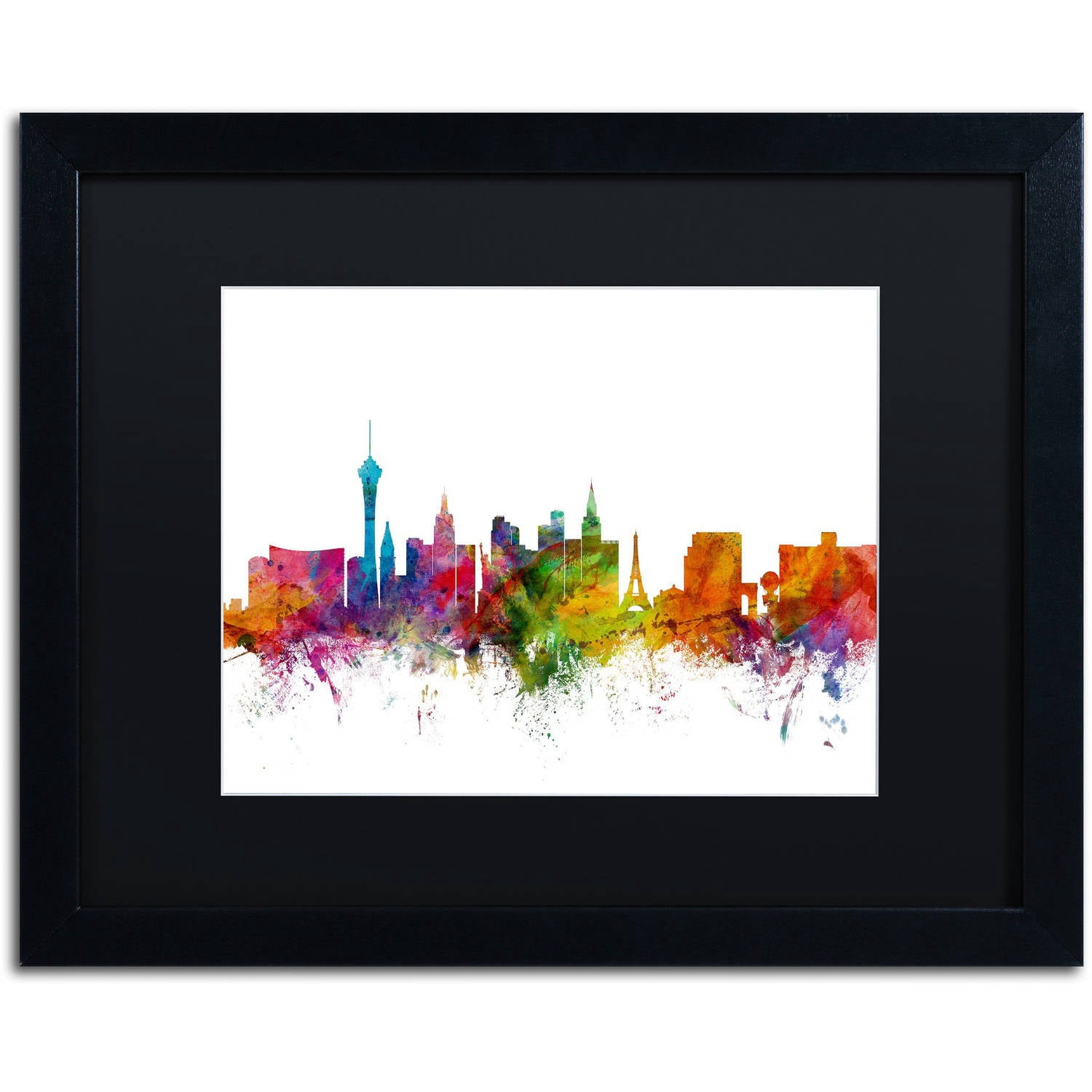 Trademark Fine Art 'Las Vegas Nevada Skyline' Canvas Art by Michael Tompsett, Black Matte, Black Frame