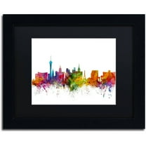 Trademark Fine Art 'Las Vegas Nevada Skyline' Canvas Art by Michael Tompsett, Black Matte, Black Frame