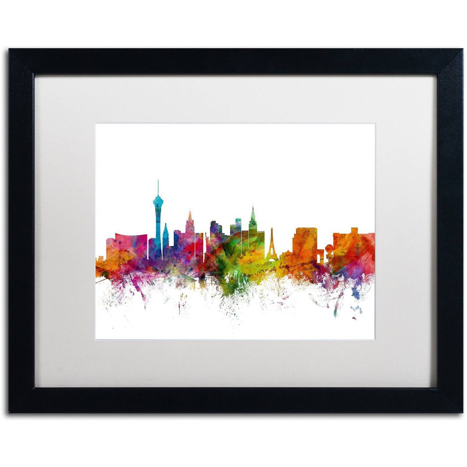 Trademark Fine Art 'Las Vegas Nevada Skyline' Canvas Art by Michael Tompsett, White Matte, Black Frame