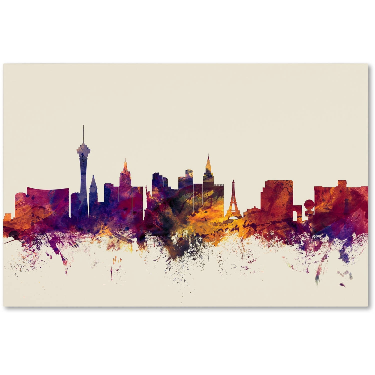 Trademark Fine Art "Las Vegas Nevada Skyline" Canvas Art by Michael Tompsett