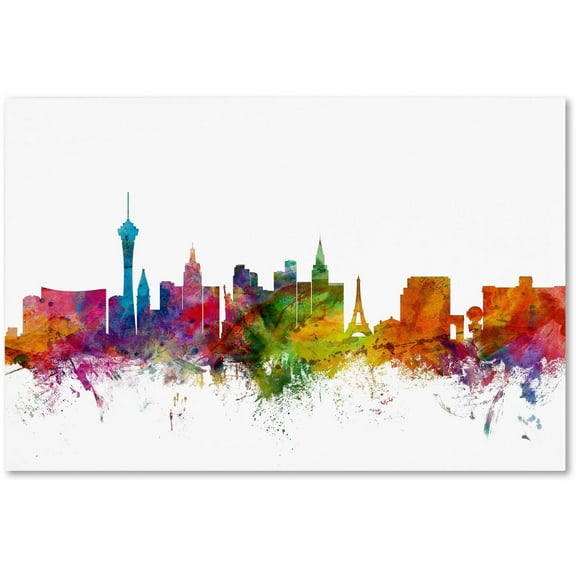 Trademark Fine Art Michael Tompsett Las Vegas Nevada Skyline Canvas Wall Art - 12x19