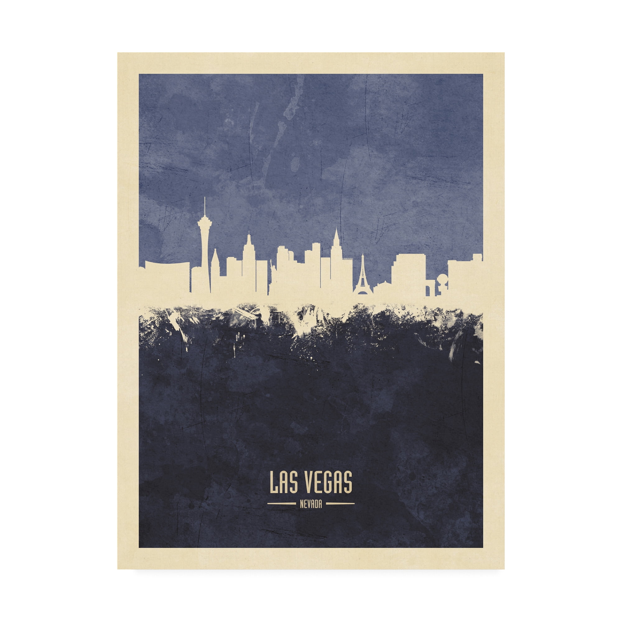 Trademark Fine Art 'Las Vegas Nevada Skyline Navy' Canvas Art by Michael Tompsett