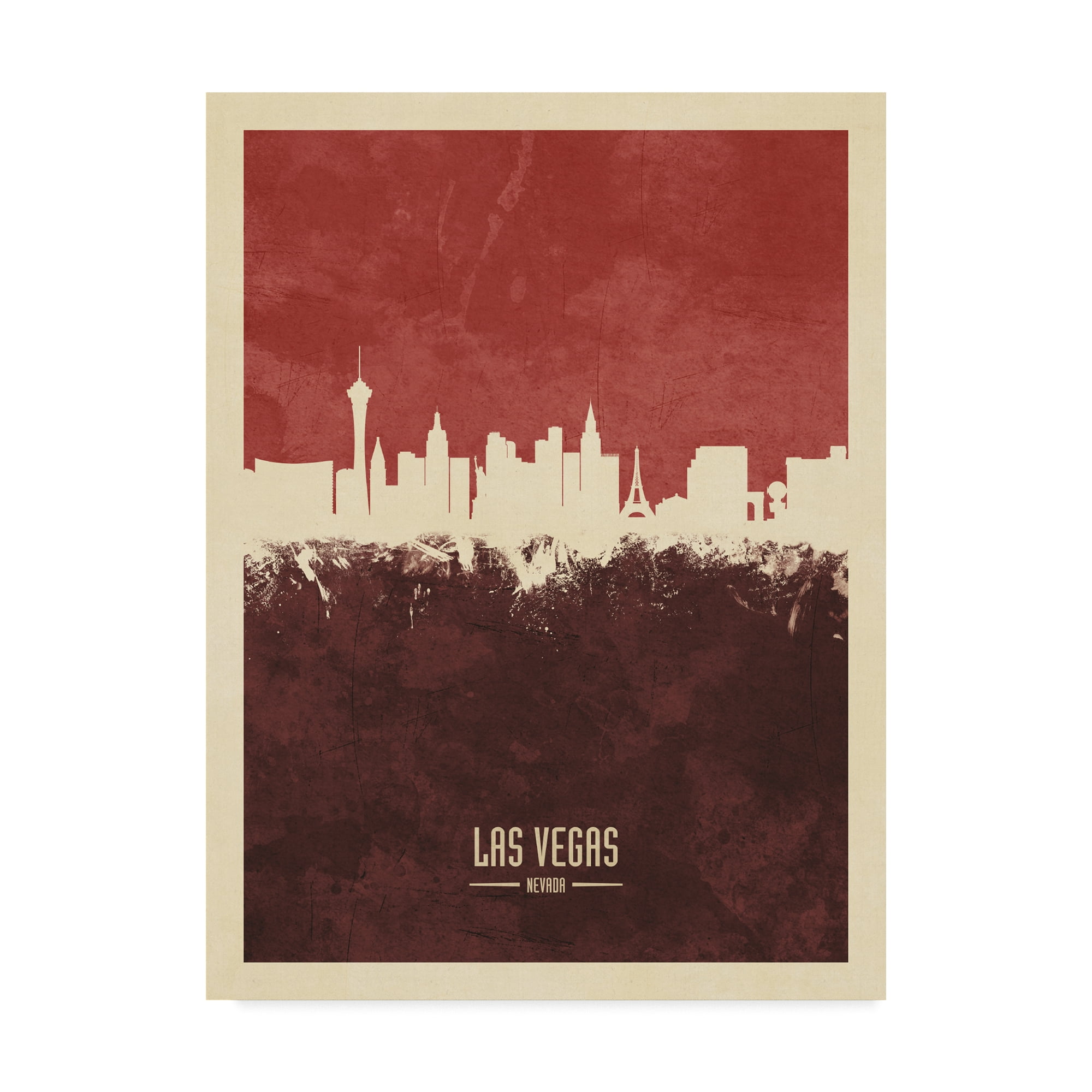 Trademark Fine Art 'Las Vegas Nevada Skyline Red II' Canvas Art by Michael Tompsett