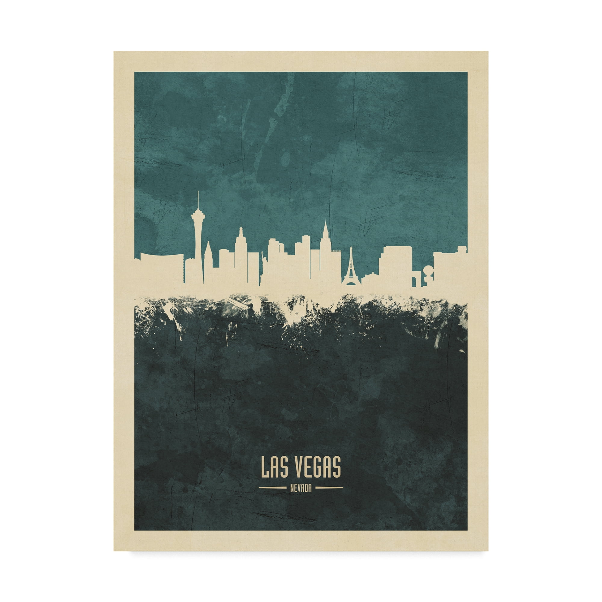 Trademark Fine Art 'Las Vegas Nevada Skyline Teal' Canvas Art by Michael Tompsett