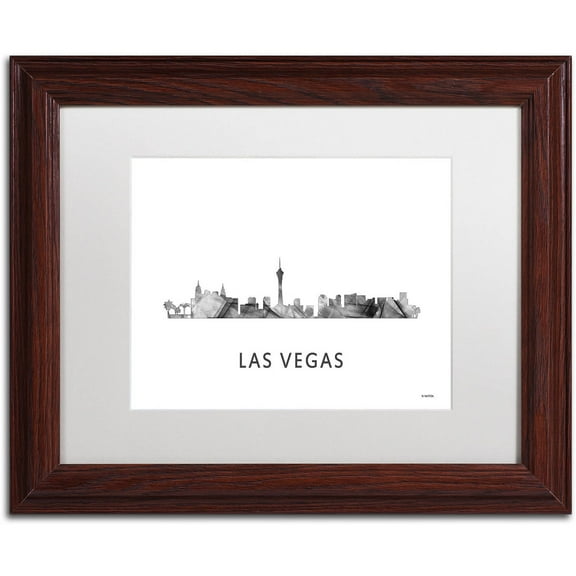 Trademark Fine Art 'Las Vegas Nevada Skyline WB-BW' Canvas Art by Marlene Watson, White Matte, Wood Frame
