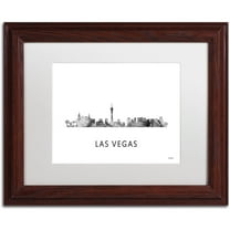 Trademark Fine Art 'Las Vegas Nevada Skyline WB-BW' Canvas Art by Marlene Watson, White Matte, Wood Frame