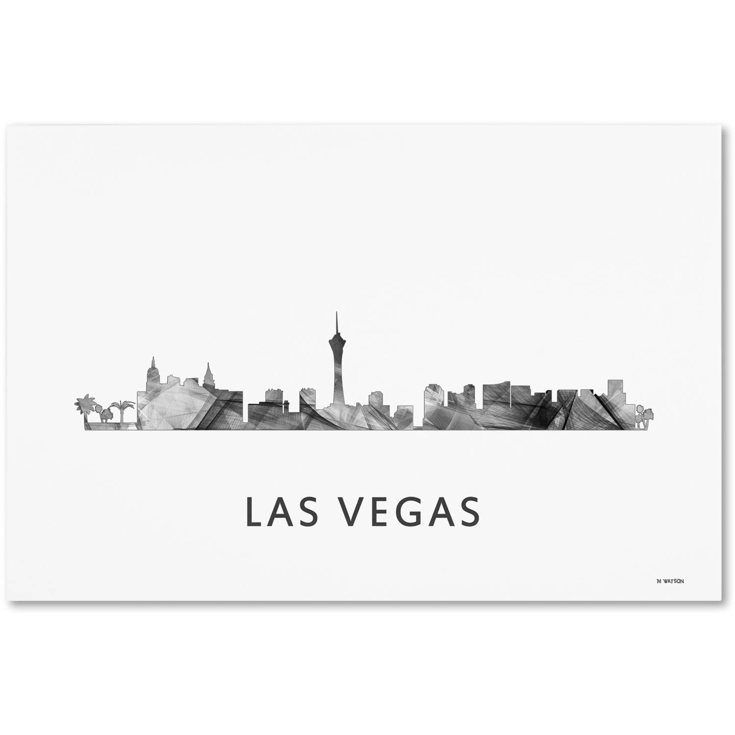 Trademark Fine Art 'Las Vegas Nevada Skyline WB-BW' Canvas Art by Marlene Watson