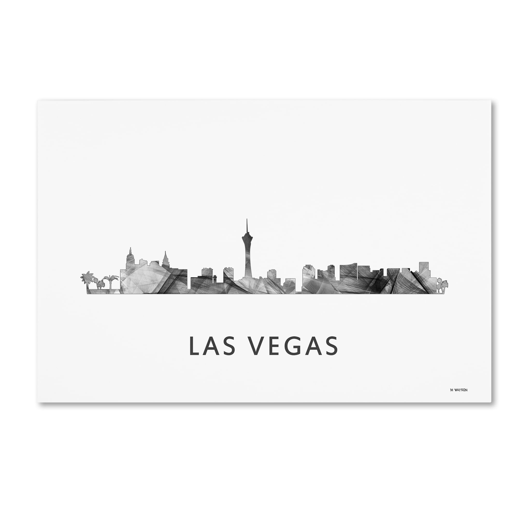 Trademark Fine Art 'Las Vegas Nevada Skyline WB-BW' Canvas Art by Marlene Watson