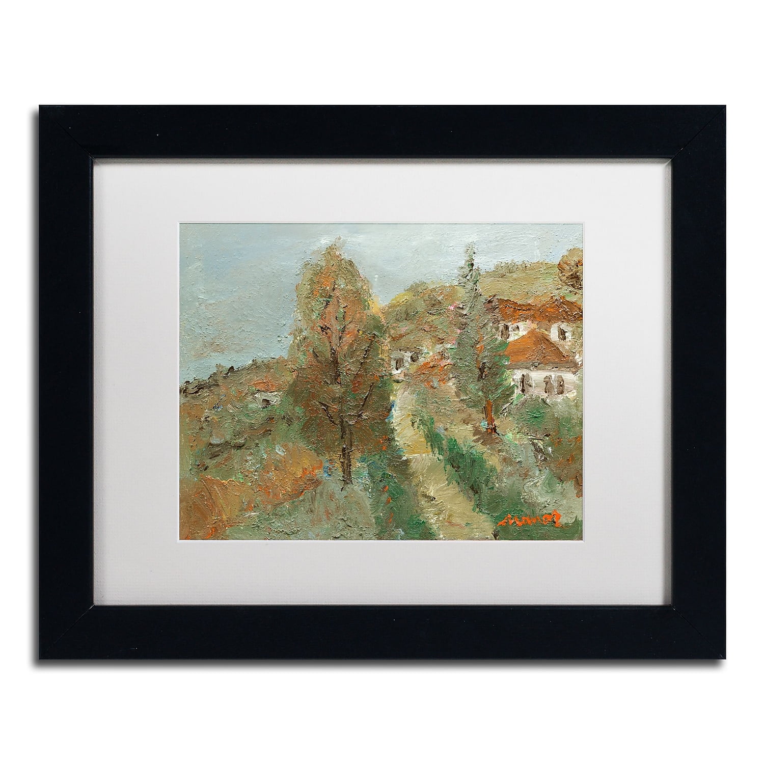 Last Days of Fall Framed Canvas Art in Black Frame