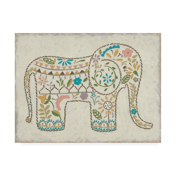 Trademark Fine Art 'Laurels Elephant I Childrens Art' Canvas Art by Chariklia Zarris